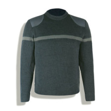 Pull gris col rond