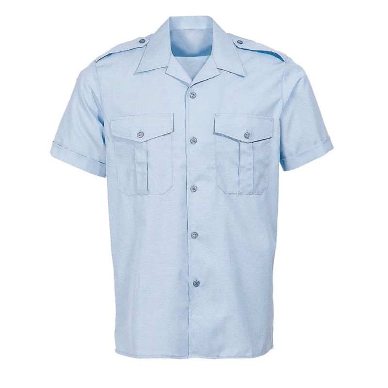 Chemisette bleue col ouvert à plastron (Homme)
