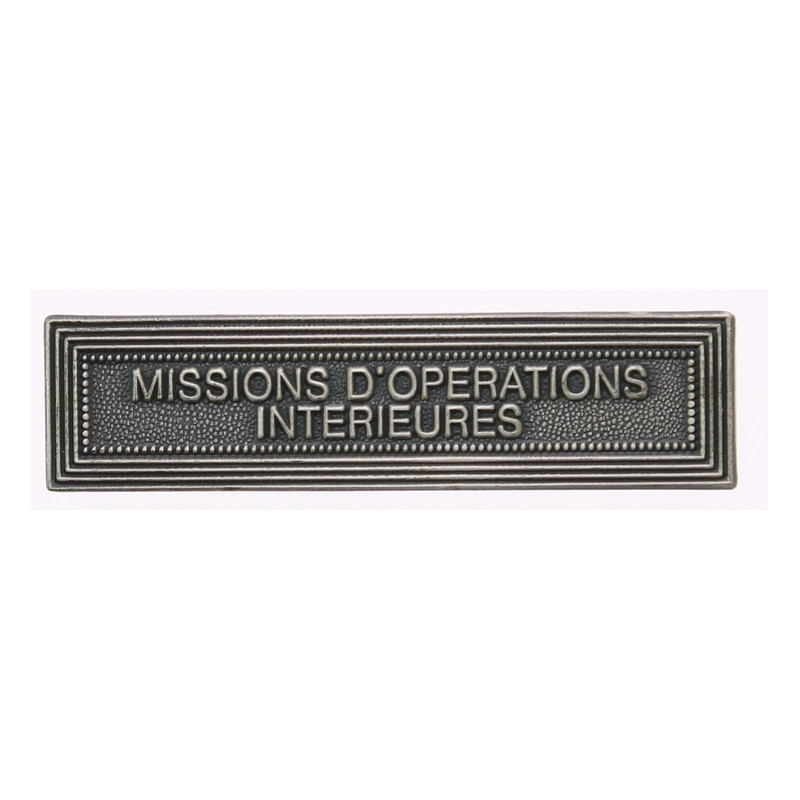 Agrafe pour barrette Missions d'opérations intérieures Vieil argent