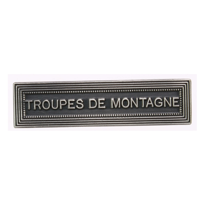 Agrafe pour barrette Troupes de montagne Vieil argent