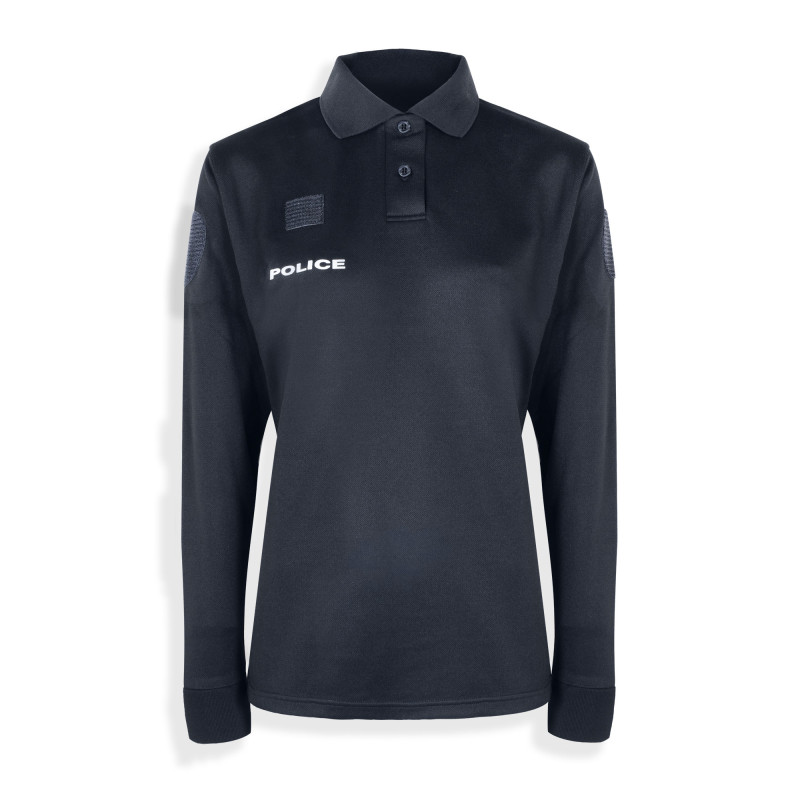 Polo manches longues bleu marine (Femme)