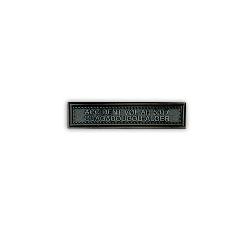 Agrafe pour barrette Accident vol AH 5017 Ouagadougou-Alger Vieil argent