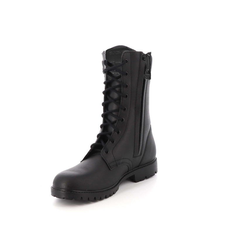 Rangers Pompier noires montantes à zip semelle cousue