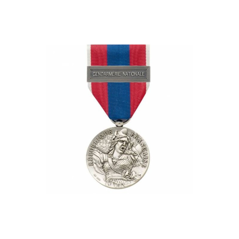 Médaille de la Défense Nationale argent avec agrafe Gendarmerie Nationale
