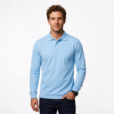 Polo manches longues bleu...