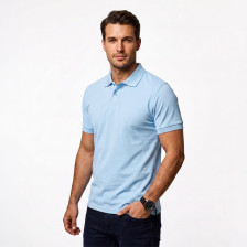 Polo manches courtes bleu...